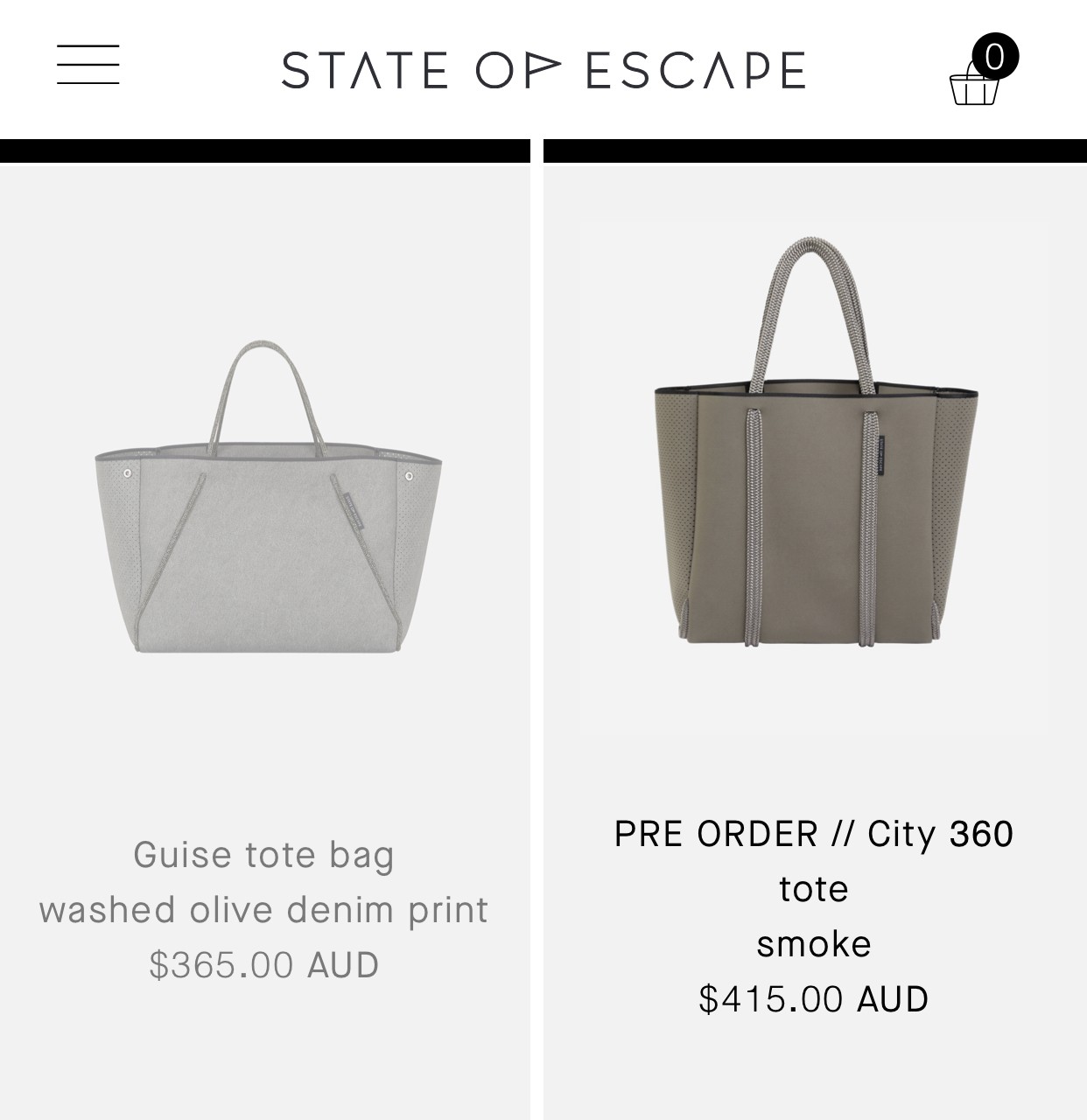 ステイトオブエスケープのオーストラリア公式サイトの商品ページ