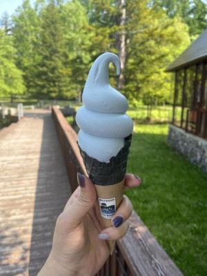 青いソフトクリーム